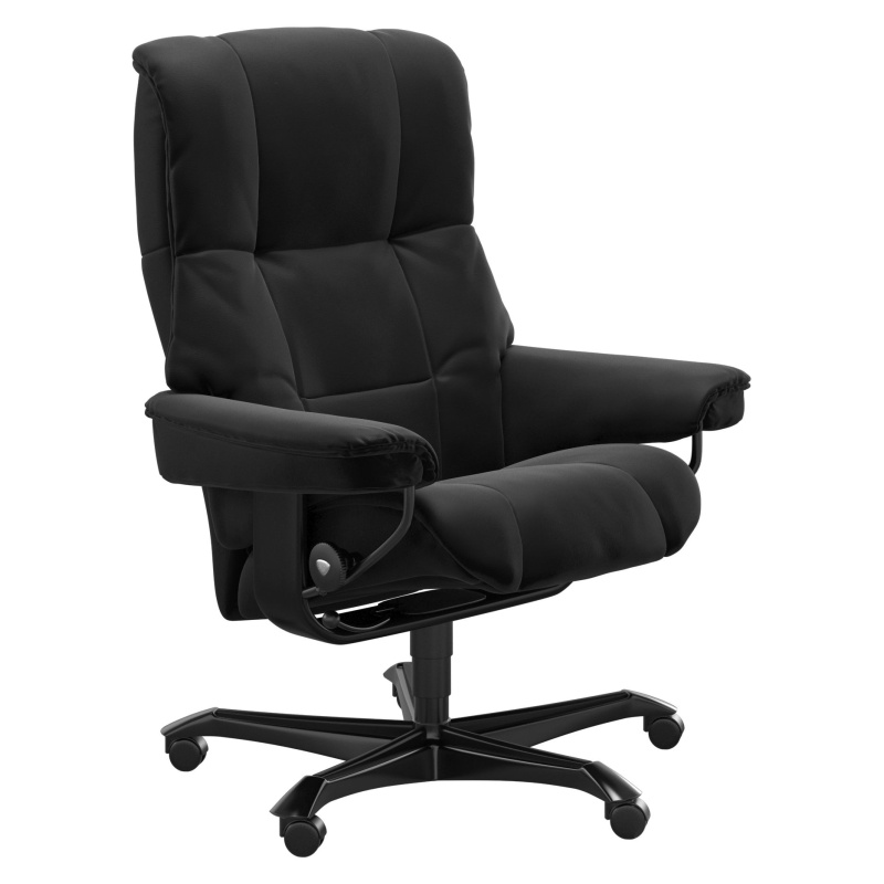 Stressless Stressless Mayfair Medium Office Chair in Paloma Black Leather with Black Wood Base