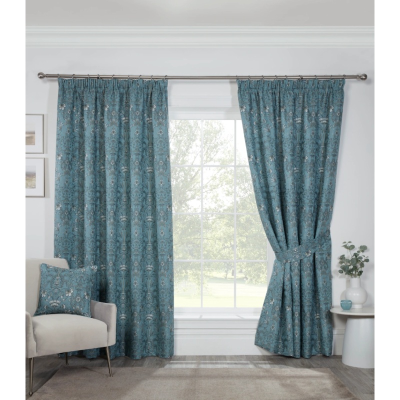 Sundour Kyoto Lined Pencil Pleat Curtains - Blue