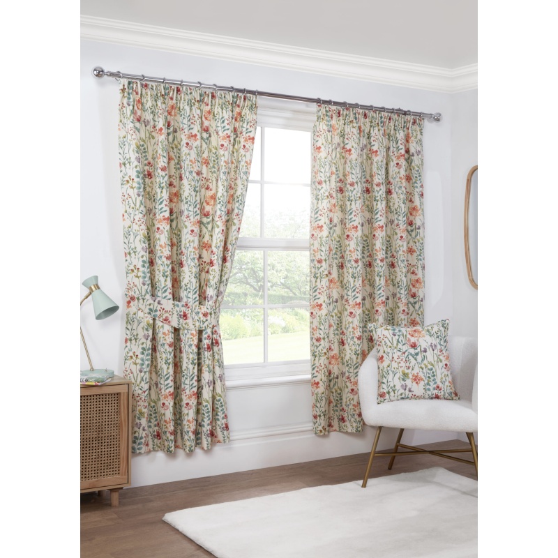 Sundour Amaryllis Lined Pencil Pleat Curtains - Multi