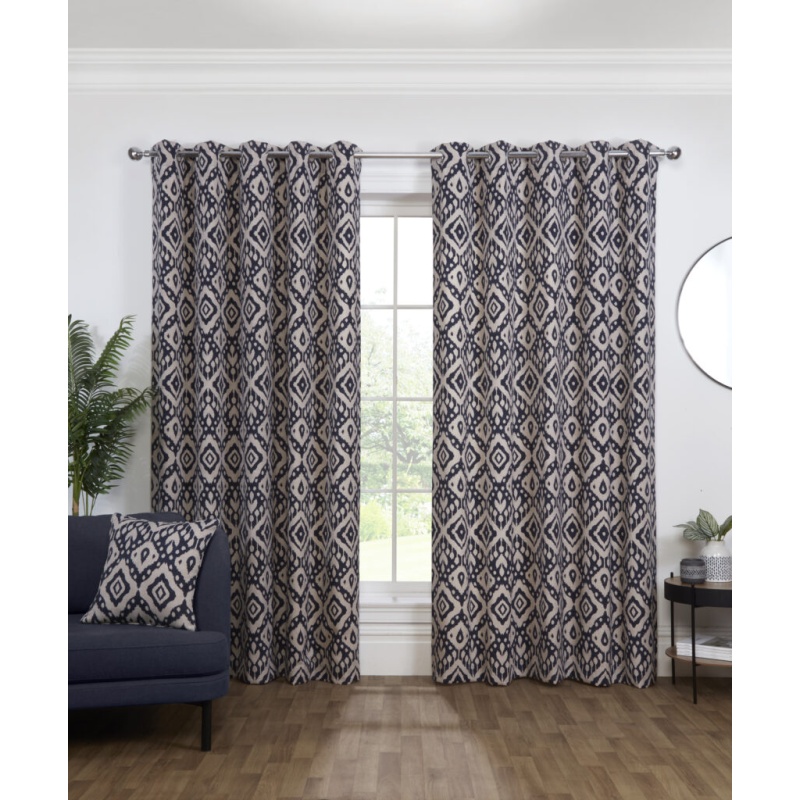 Sundour Marrakech Lined Eyelet Curtains - Navy