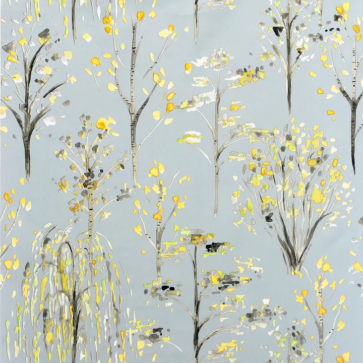 Arthouse Watercolour Tree Wallpaper - Grey/Ochre