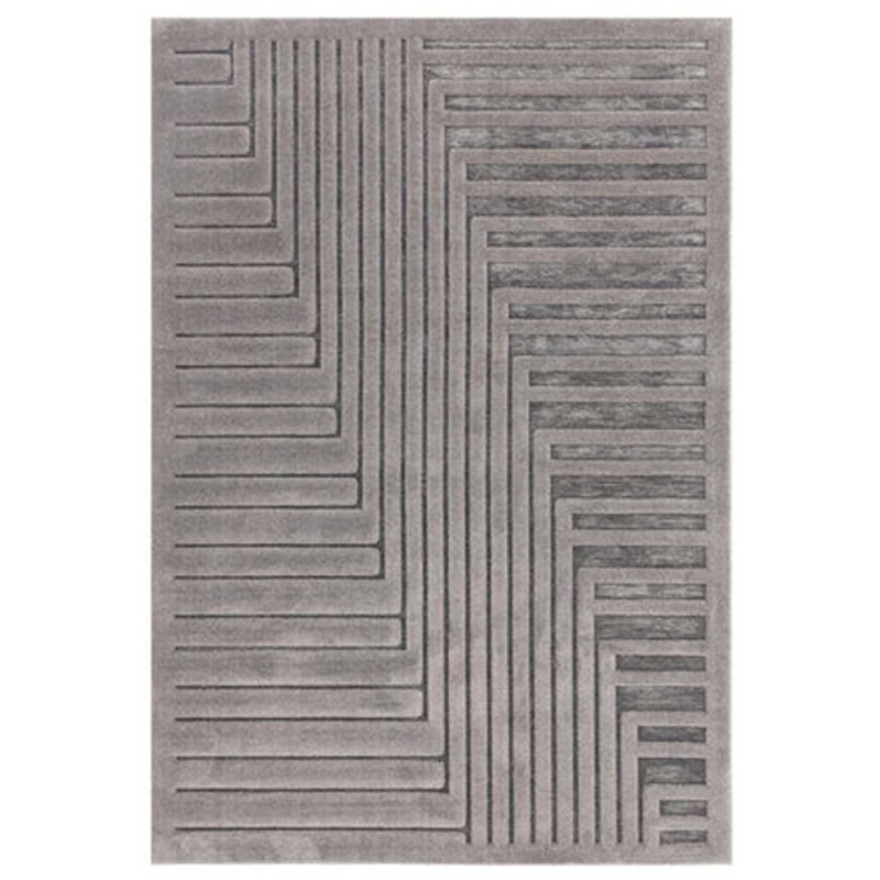 Asiatic Asiatic Valley Connection Geometric 3D Rug - Charcoal