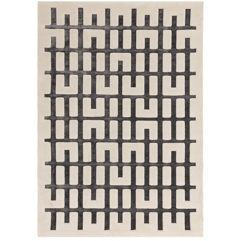 Asiatic Asiatic Valley Junction Geometric 3D Rug - Charcoal/Ivory