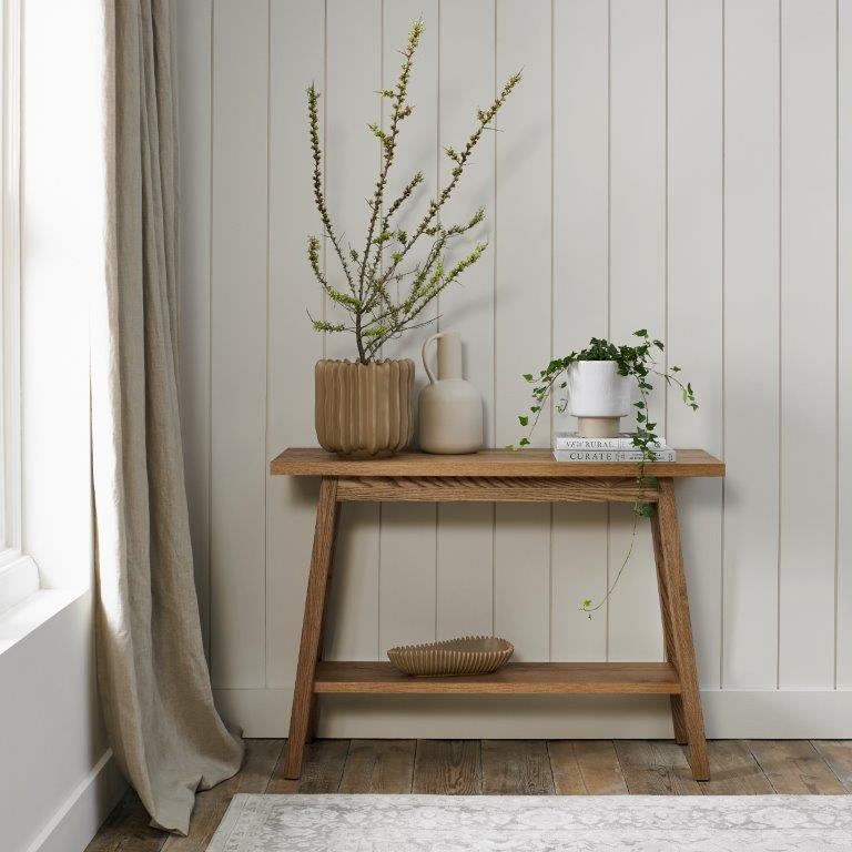 Brandon Rustic Oak Console Table With Shelf