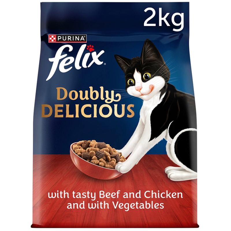 Felix Doubly Delicious Beef, Chicken & Vegetables Dry Cat Food - 2kg