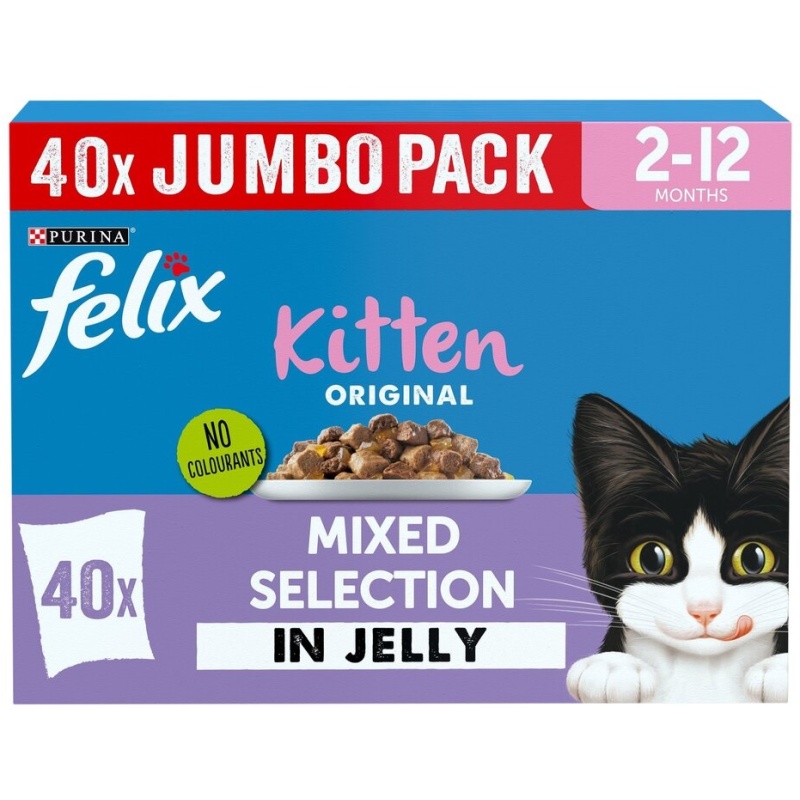 Felix Original Kitten Mixed Selection in Jelly Wet Cat Food - 40 x 85g