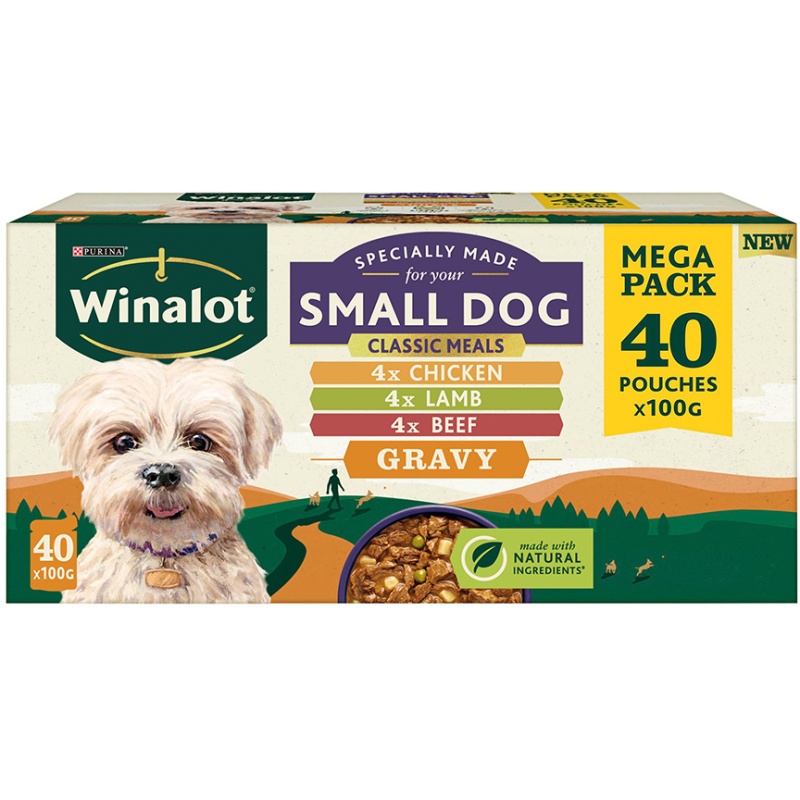 Winalot Small Dog Mixed Meat in Gravy (Chicken, Lamb, Beef) Wet Dog Food Pouch - 40 x 100g