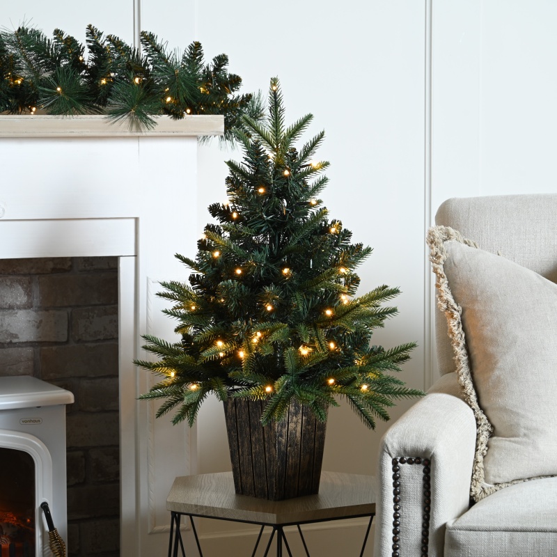 Festive Lit Firefly Artificial Christmas Tree In Pot