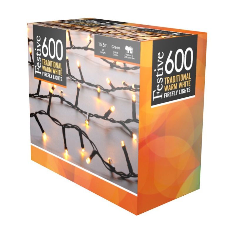 Festive 600 Firefly Lights - Traditional Warm White