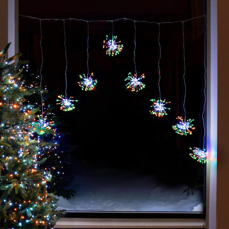 Festive Lights Festive Starburst Curtain Lights 160cm x 120cm - Aurora