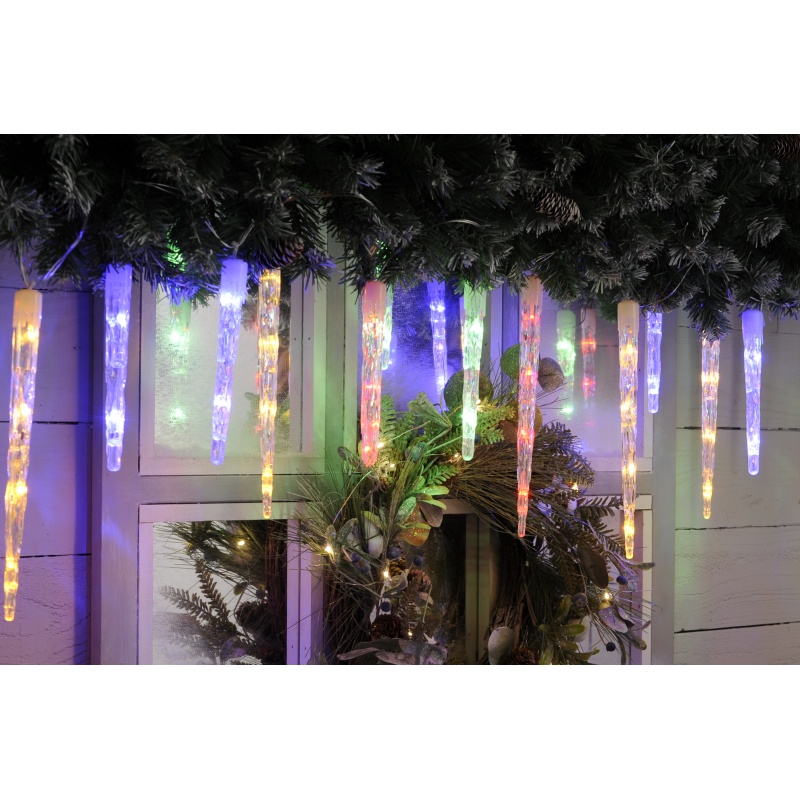 Festive 9 Colour Changing Icicle Lights - Multi/White