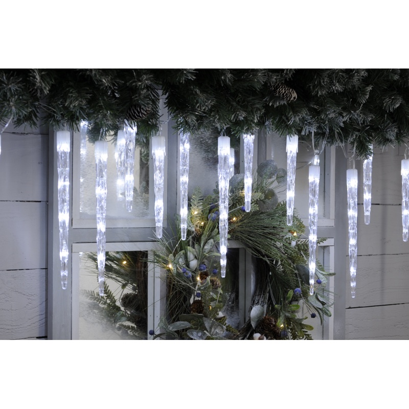 Festive 9 Colour Changing Icicle Lights - White/Blue