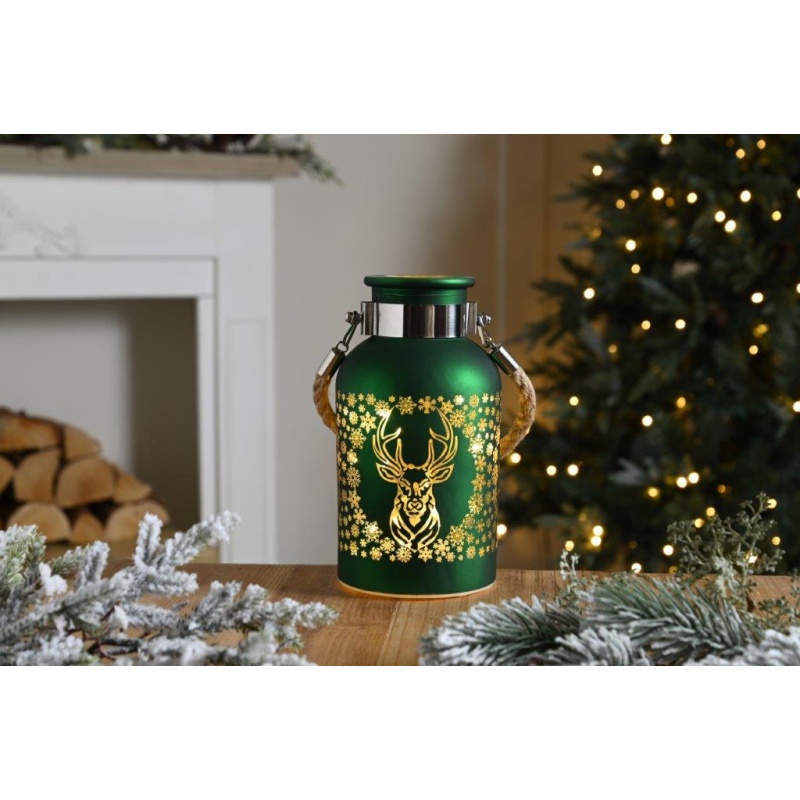 Festive Lit Glass Reindeer Jar