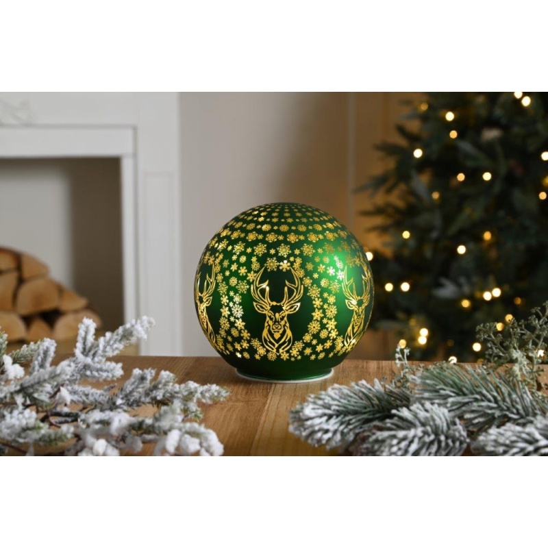 Festive Lit Glass Reindeer Ball