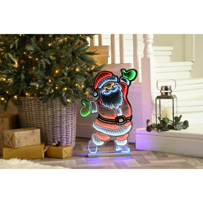 Festive Infinity Standing Santa With Wooden Base 60cm