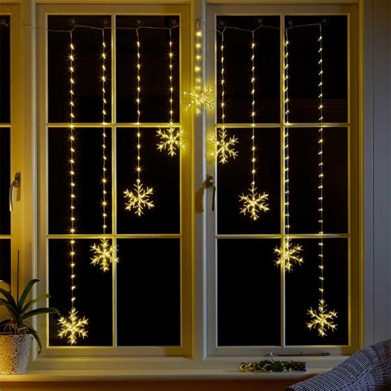 Smart Garden Snowflake Curtain Lights - Warm White