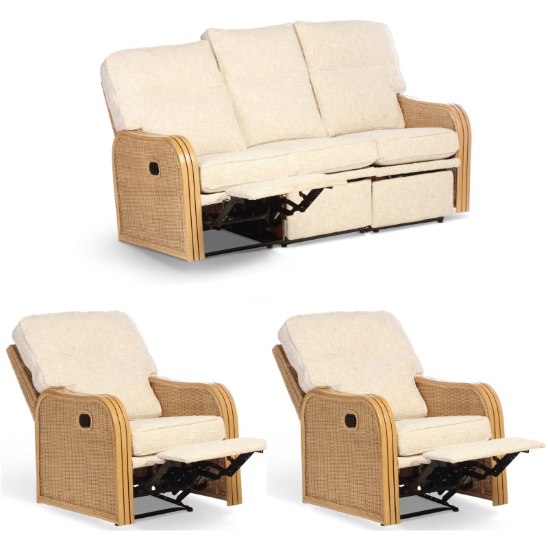 Desser Paris 3 Seater Reclining Sofa & 2 Chairs Sofa - Light Oak