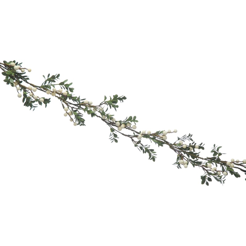 Festive Green Eucalyptus & White Berries Garland - 130cm