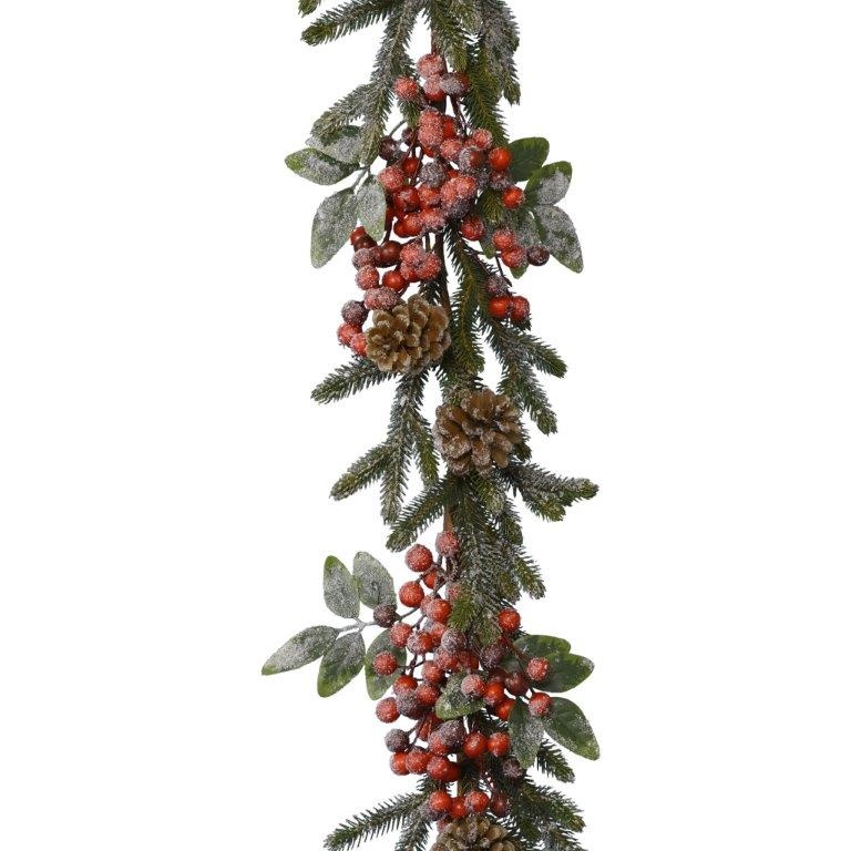 Kaemingk Red Berry Garland Frosted - 176cm