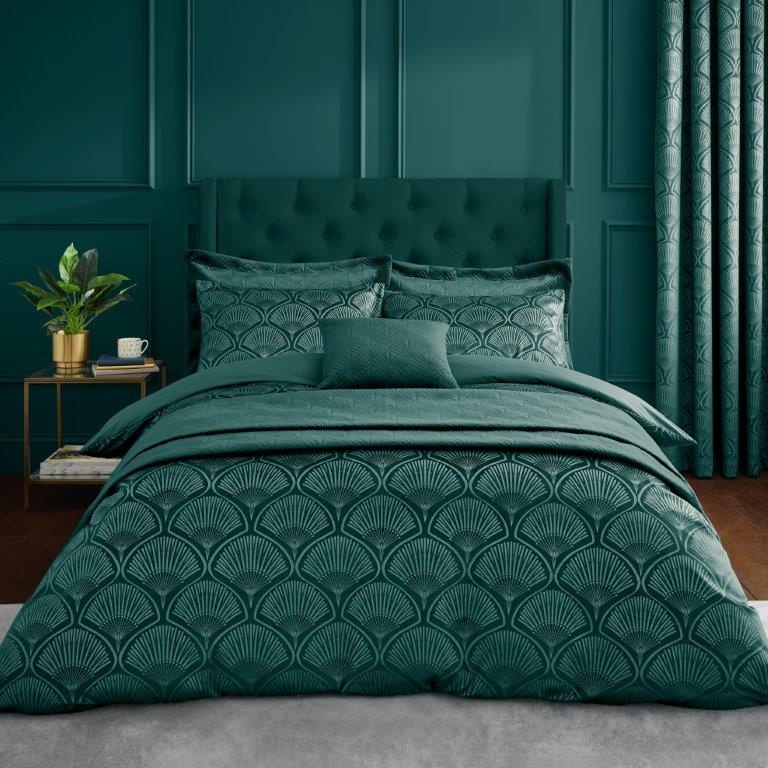 Catherine Lansfield Art Deco Pearl Duvet Set - Teal