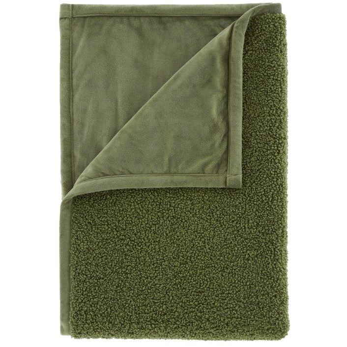 Catherine Lansfield So Soft Velvet Boucle Throw - Olive