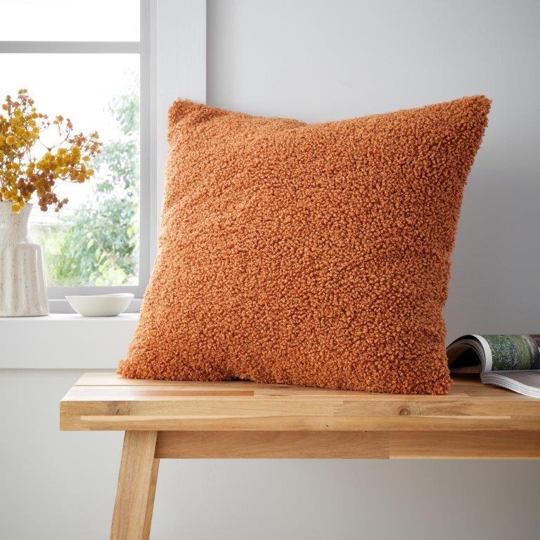 Catherine Lansfield So Soft Velvet Boucle Cushion - Caramel