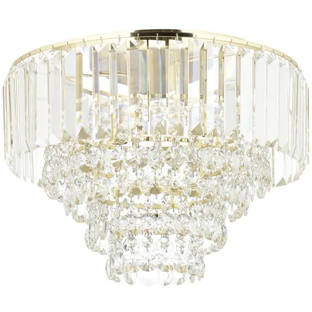 BHS BHS Paladina Flush 40cm Ceiling Light - Brass/Clear