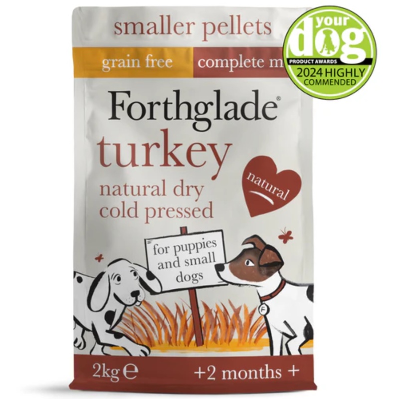 Forthglade Turkey Grain Free Cold Pressed Natural Dry Dog Food For Small Dogs - 2kg