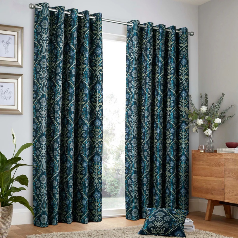 Curtina Estelle Eyelet Curtains Pair - Navy