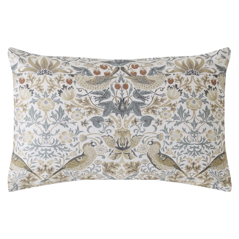 William Morris At Home Strawberry Thief Pillowcase Pair - Hessian