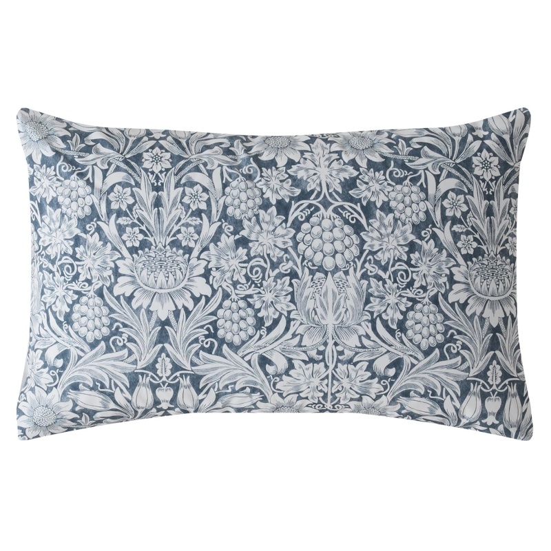 William Morris At Home Sunflower Pillowcase Pair - Ink In Blue