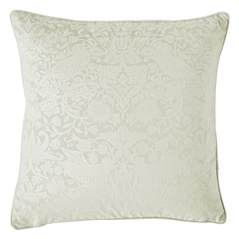 William Morris At Home Strawberry Thief Embossed Cushion 50cm - Oyster