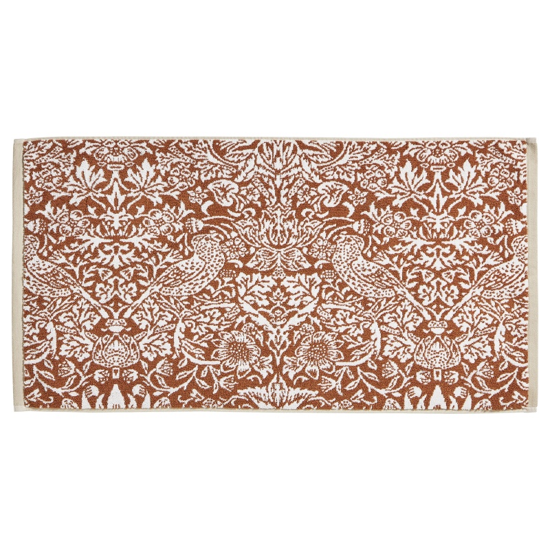 William Morris At Home Strawberry Thief Bath Mat - Linen/Rust