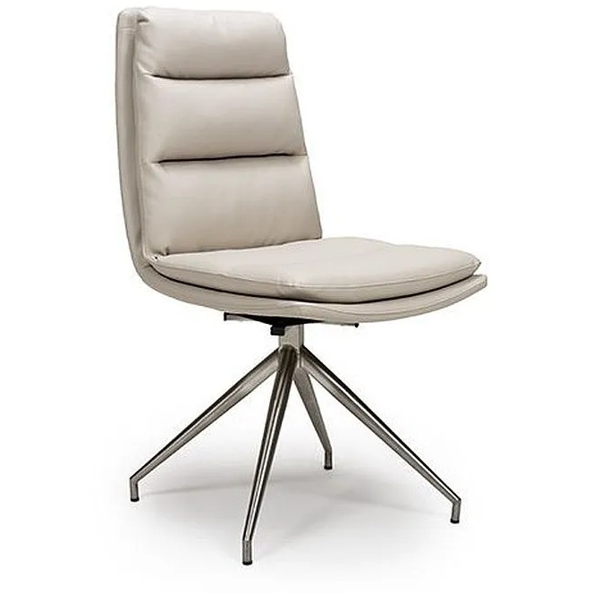 Nevada Swivel Dining Chair Stainless Steel Frame Taupe Seat