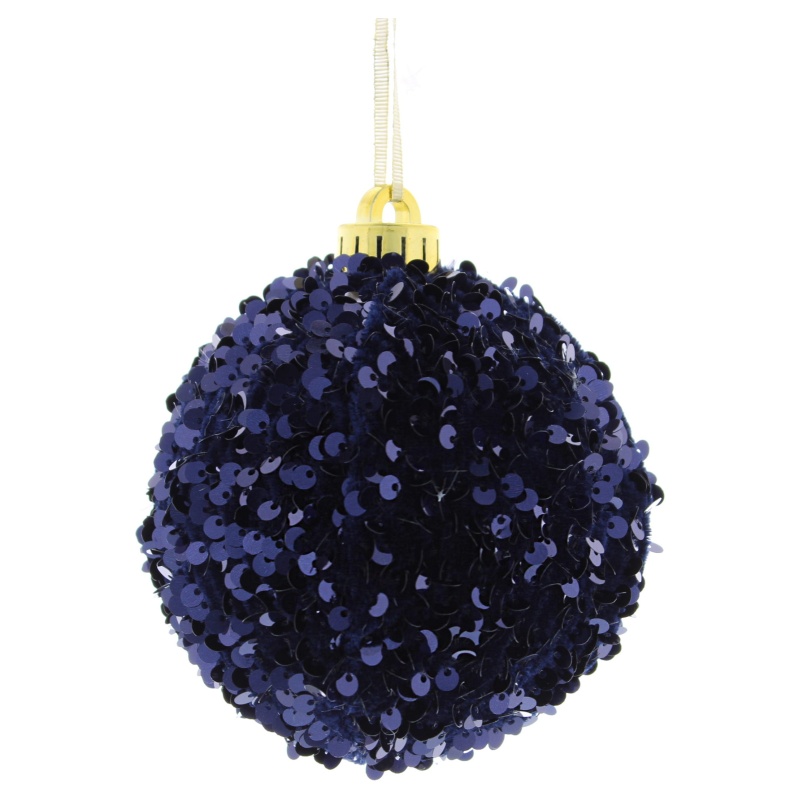 Festive Festive Hanging Ball With Champagne Ribbon 10cm - Blue