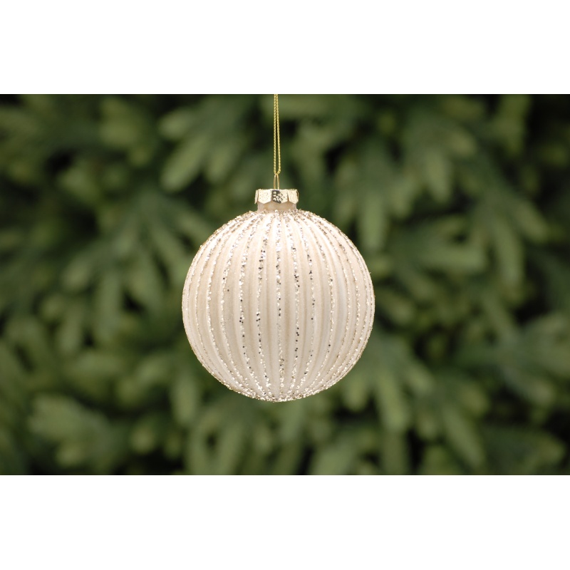 Festive Festive Matt Gold Glitter Glass Ball 10cm