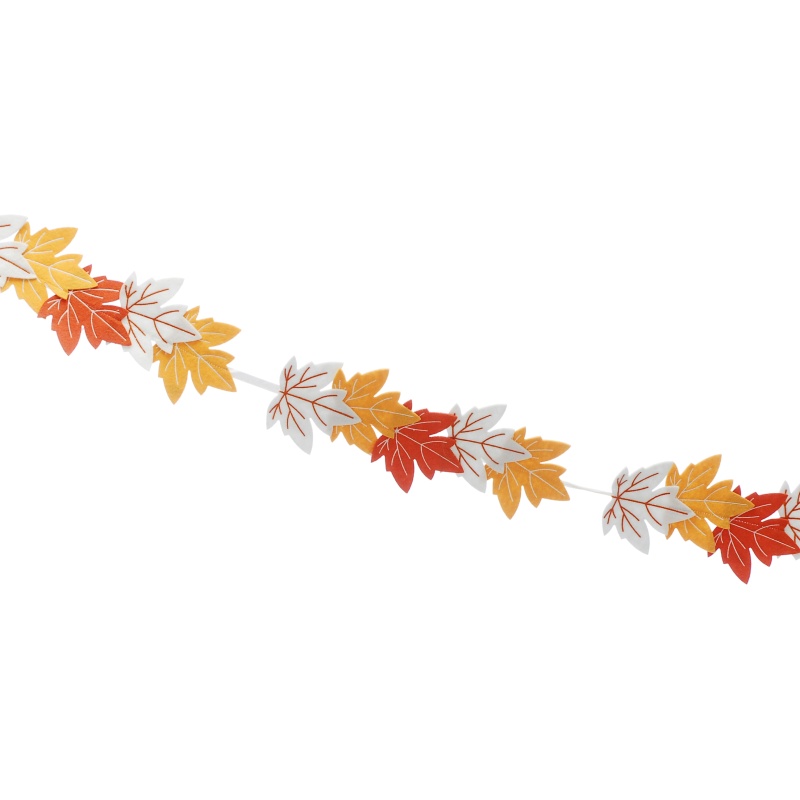 Festive Festive Autumn Leaf Bunting 2.3m - White/Rustic Brown