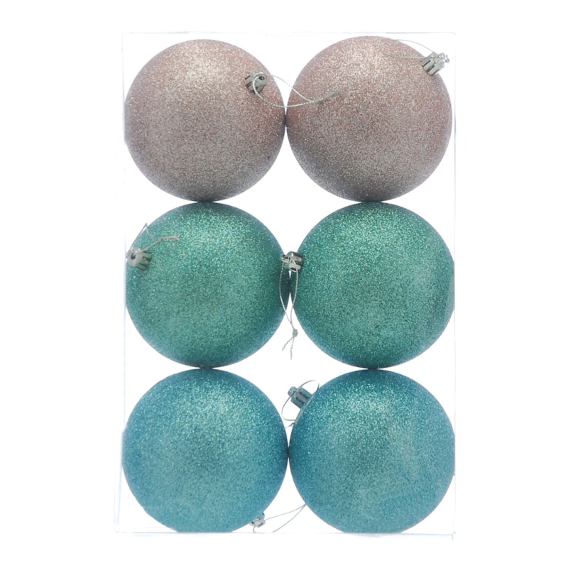 Festive Festive Pack of 6 Glitter Balls 10cm - Pastels