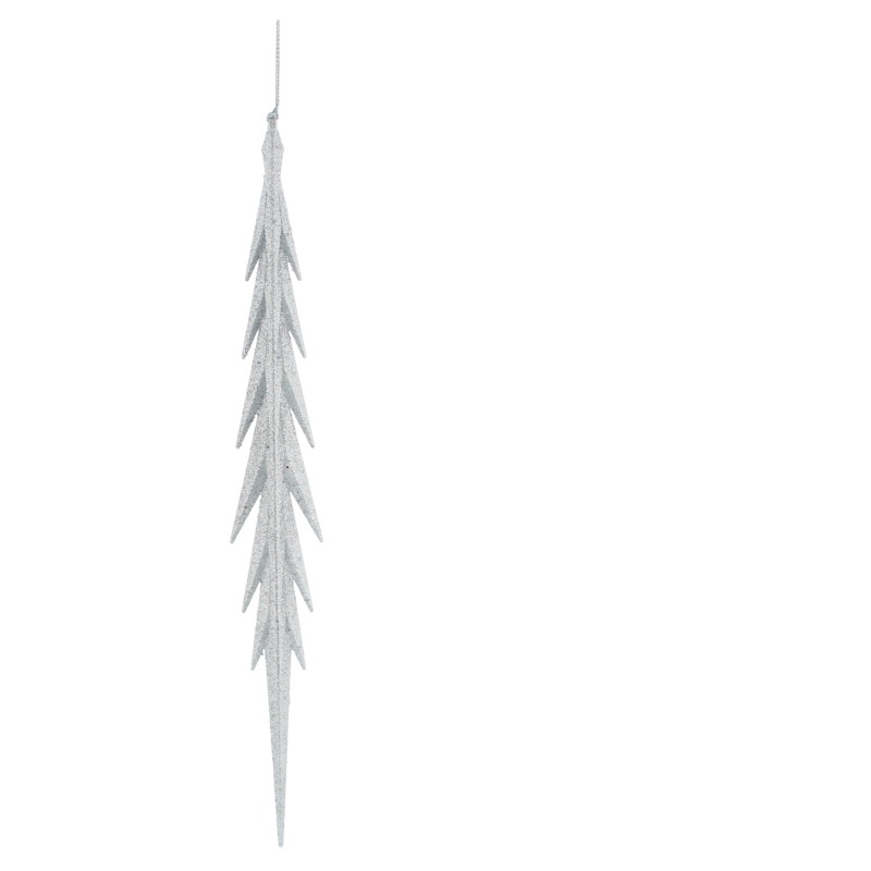 Festive Festive Hanging Glitter Icicle 28cm - Silver