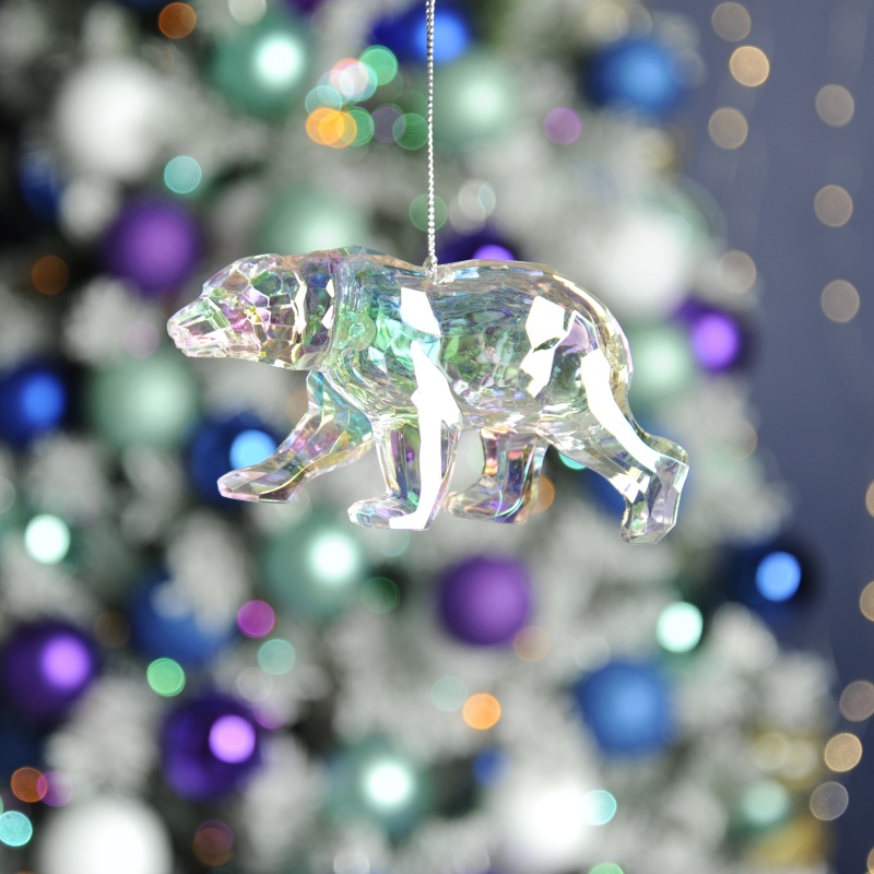 Festive Festive Hanging Polar Bear 13cm - Iridescent