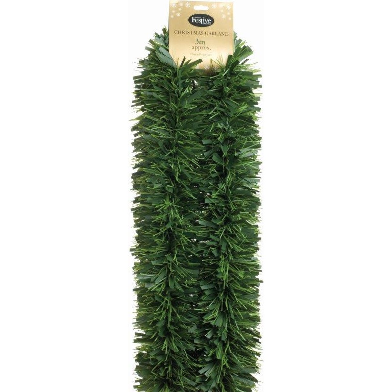 Festive Festive 6 Ply Chunky Pine Garland 3m x 15cm - Green