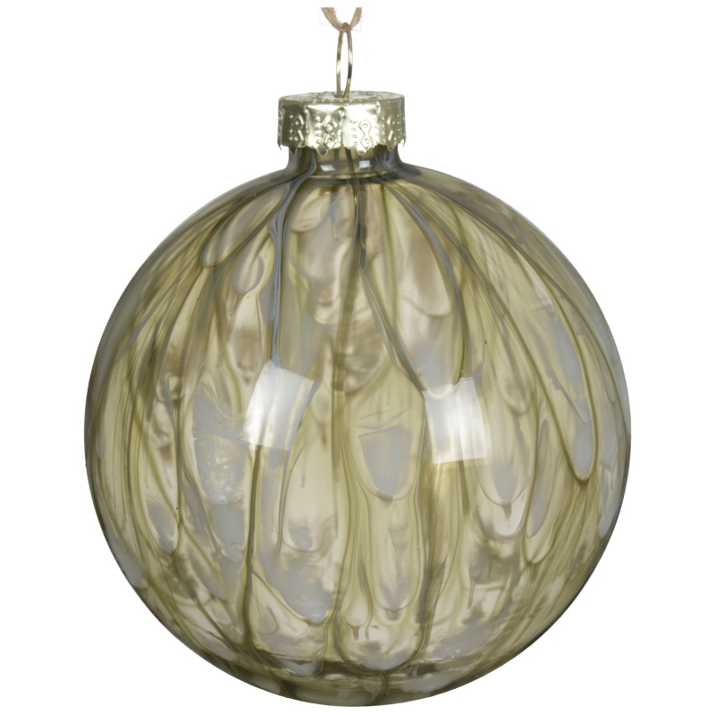 Decoris Decoris Glass Bauble With Painting 15cm - Rosemary Green