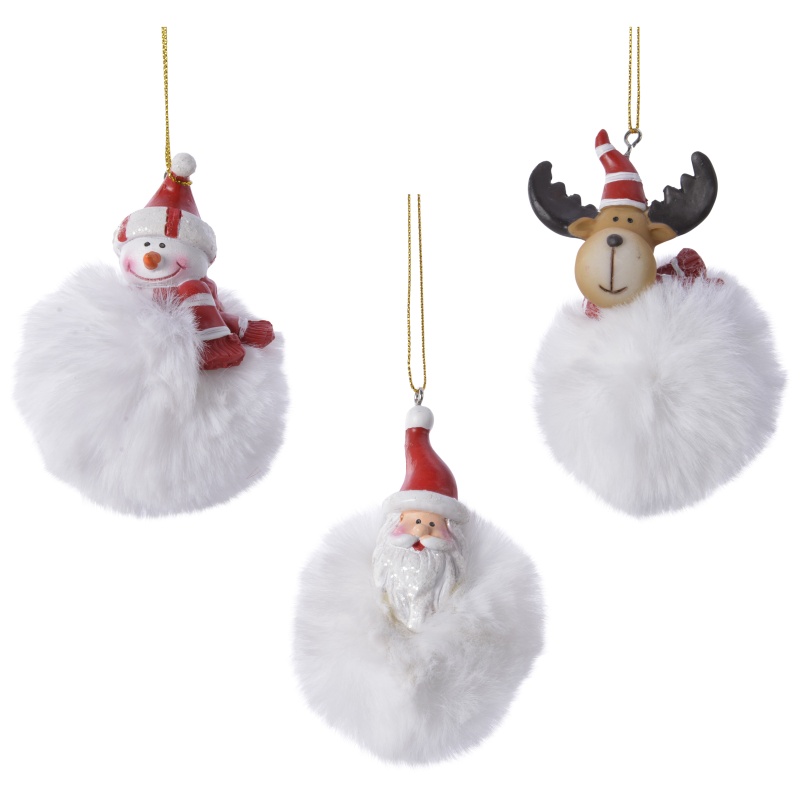 Decoris Decoris Hanging Pom Pom Figure (Assorted) - White