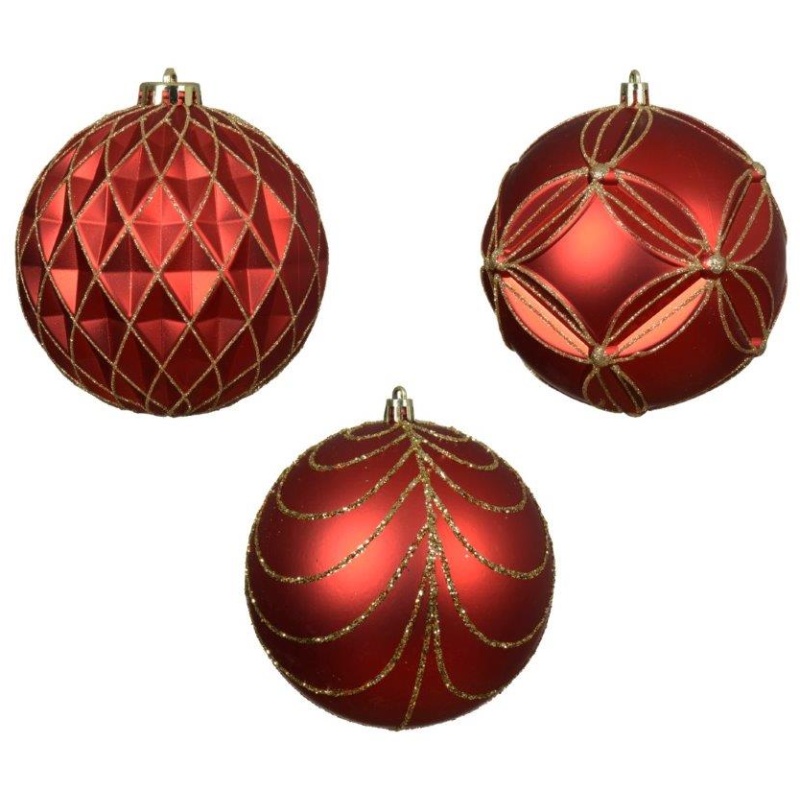 Decoris Decoris Shatterproof Bauble (Assorted) - Red/Gold