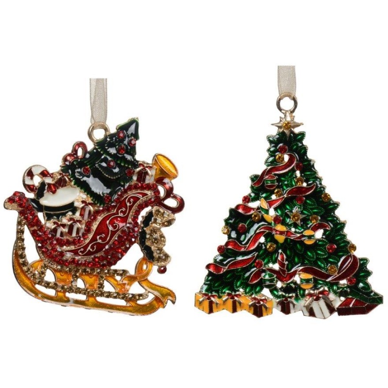 Decoris Decoris Hanging Christmas Tree/Sleigh Pendant (Assorted)