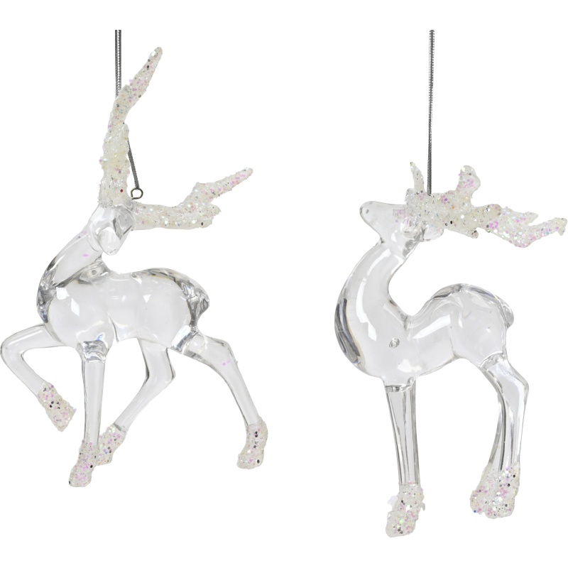 Decoris Decoris Hanging Acrylic Deer (Assorted) - Clear