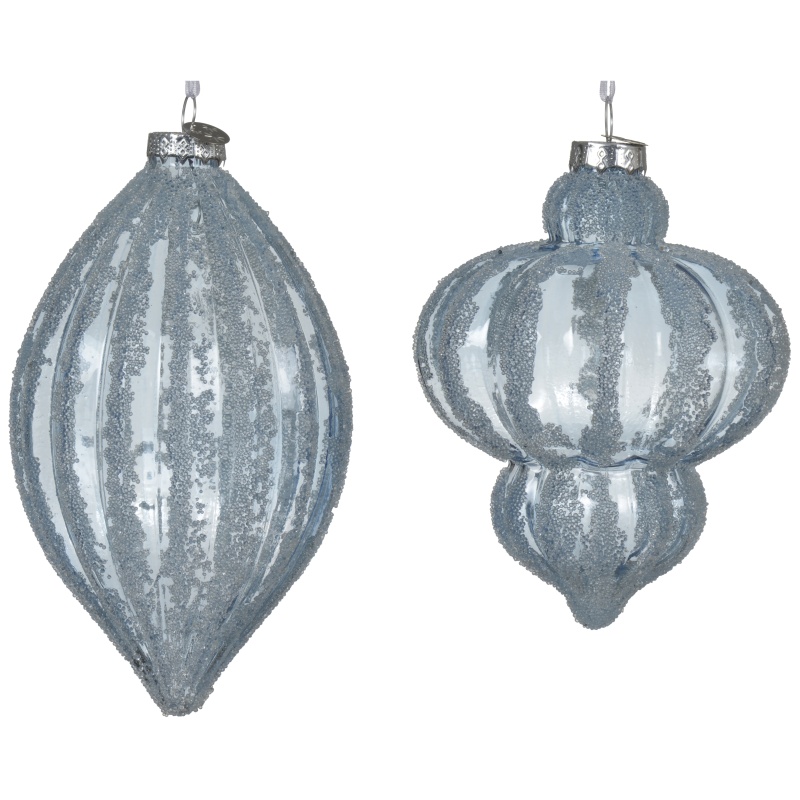 Decoris Decoris Ornament Glass Bauble with Beads (Assorted) - Ice Blue