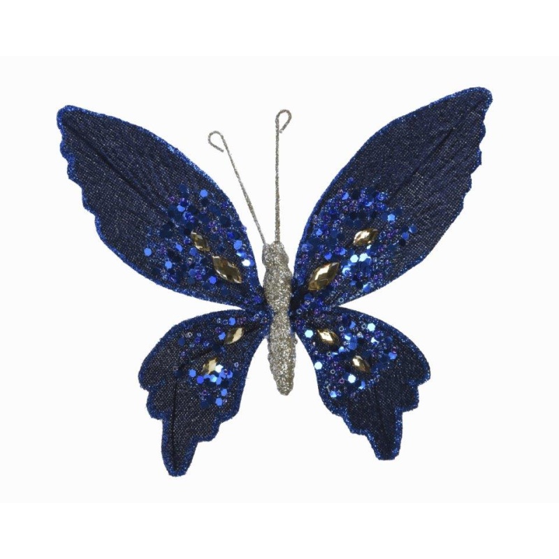 Decoris Decoris Velvet Butterfly on Clip 2 Pack - Night Blue