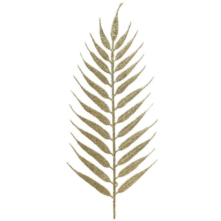 Decoris Decoris 4 Pack Glitter Ferns - Light Gold