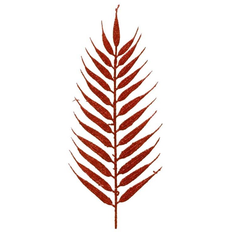 Decoris Decoris 4 Pack Glitter Ferns - Oxblood